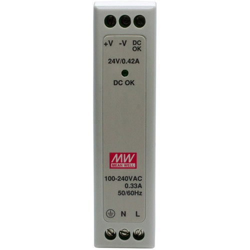 Transition Networks Industrial DIN Rail Mounted Power Supply - DIN Rail - 120 V AC 230 V AC Input - 24 V DC Output - 10 W - 84 25135