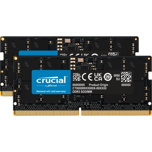 Crucial 64GB (2 x 32GB) DDR5 SDRAM Memory Kit - For Notebook - 64 GB (2 x 32GB) - DDR5-5200/PC5-41600 DDR5 SDRAM - 5200 MHz Dual-rank (Fleet Network)