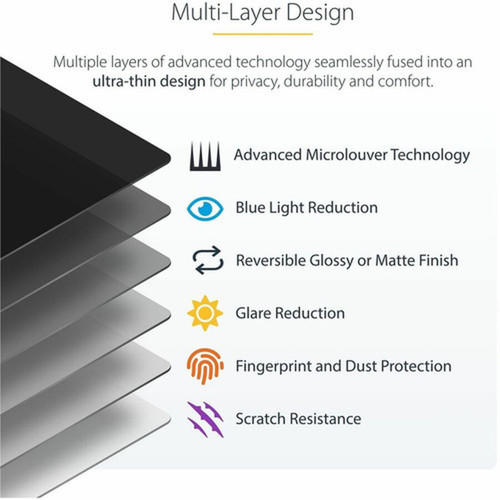 StarTechcom StarTechcom 13-inch MacBook Air M2M3 Laptop Privacy Screen Removable and Reversible Anti-Glare Blue Light Filter - a 13MAM-PRIVACY-SCREEN