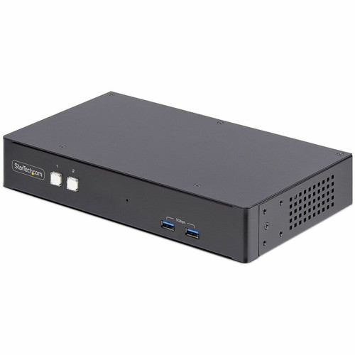 StarTech.com 2-Port Dual-Monitor DisplayPort KVM Switch, RS232 Serial Control, 4K 60Hz, 2x USB 5Gbps Hub Ports, TAA Compliant - 2-Port (Fleet Network)