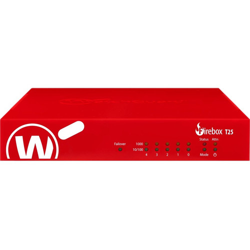 WatchGuard Firebox T25 Network Security/Firewall Appliance - Intrusion Prevention - 5 Port - 10/100/1000Base-T - Gigabit Ethernet - - (Fleet Network)