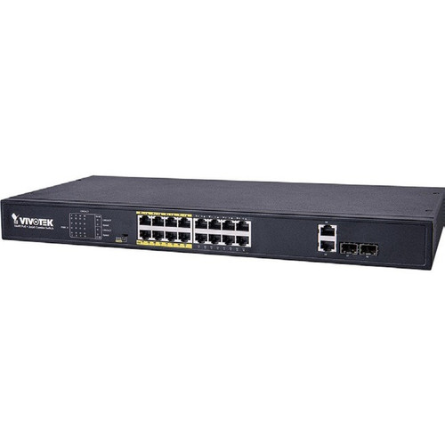 Vivotek 16xFE PoE + 2xGE Combo Unmanaged Switch - 18 Ports - Gigabit Ethernet, Fast Ethernet - 10/100/1000Base-T, 100/1000Base-X, - - (Fleet Network)