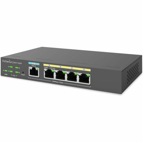 EnGenius Cloud Managed 5-Port 60W Gigabit PoE Switch Extender - 5 Ports - Manageable - Gigabit Ethernet - 101001000Base-T - 2 Layer EXT1105P