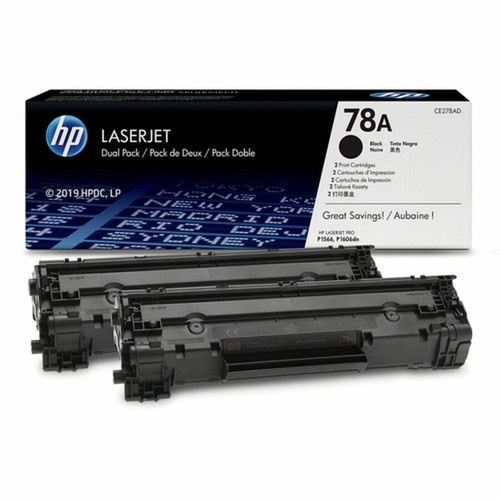HP 78A Original Laser Toner Cartridge - Black - 2 Pack - 2100 Pages CE278AD
