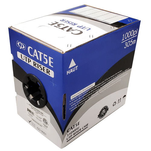 4 Pair CAT5E Solid U/UTP 350Mhz 24AWG CMR Riser Bulk Cable - Blue - 100ft