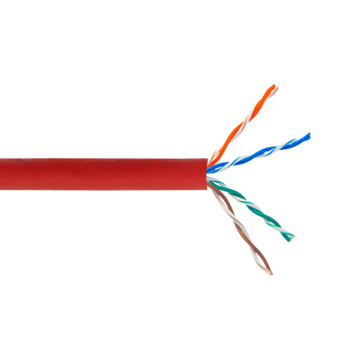4 Pair CAT5E Solid U/UTP 350Mhz 24AWG CMR Riser Bulk Cable - Red - 50ft