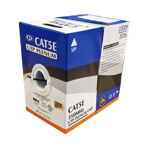 1000ft 4 Pair CAT5E 350Mhz Solid UUTP CMP Bulk Cable - Black