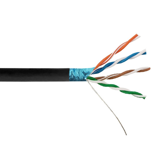1000ft 4 Pair CAT5E 350Mhz 26AWG Stranded Shielded FTP FT4/CMR Bulk Cable - Black