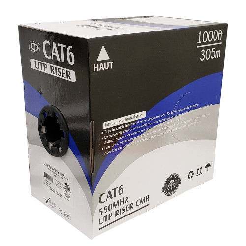 4 Pair CAT6 Solid U/UTP 550Mhz 23AWG CMR Riser Bulk Cable - Grey - 200ft