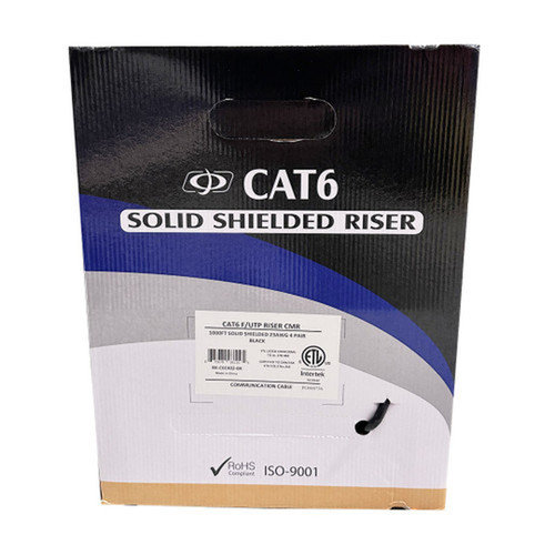 1000ft 4 Pair CAT6 550Mhz FUTP Solid 23AWG CMR Riser Rated Bulk Cable - Black
