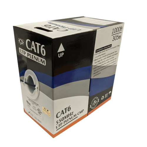 1000ft 4 Pair CAT6 Solid UUTP 550Mhz 23AWG CMP Plenum Bulk Cable - Black