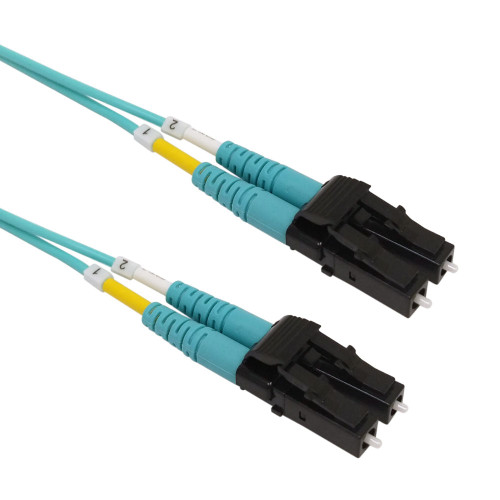 OM4 Multimode Duplex LC/LC Short Boots - Fiber Optic Patch Cable - 1.6mm Jacket - OFNP Plenum - 0.5m