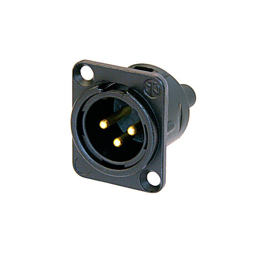 Neutrik 3-pin XLR Male D-cut Panel Mount - Screw-Down