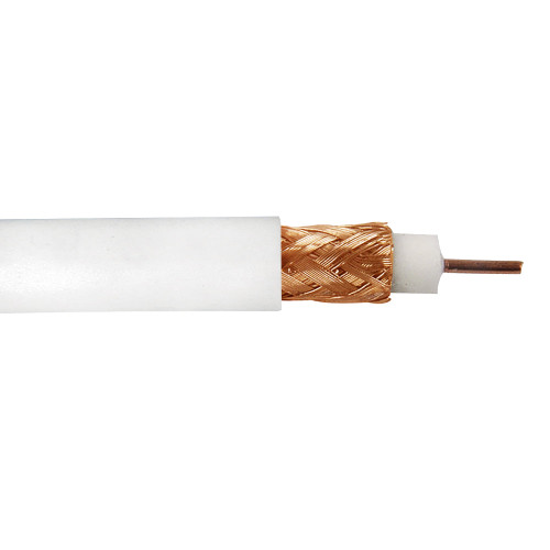 RG6 18AWG Solid Copper Covered Steel 60% AL Braid + 100% Foil 75 Ohm CMR Bulk Cable - Black - 1000ft - White