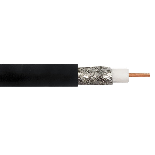 RG6 18AWG Bare Copper 60% AL Braid +100% Foil 75 Ohm CMR Bulk Cable - 250ft - Black