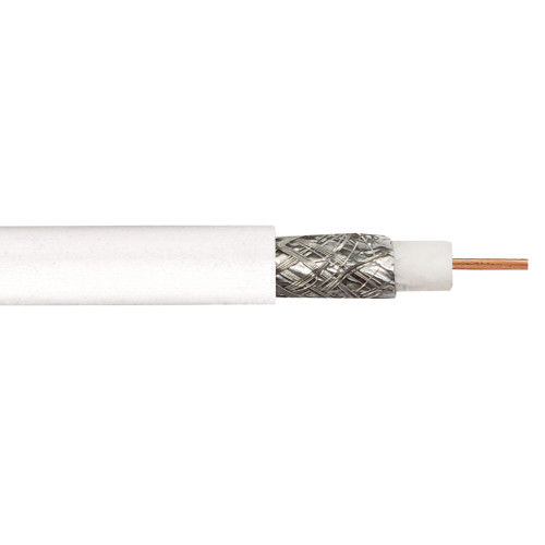 RG6 18AWG Bare Copper 60% AL Braid +100% Foil 75 Ohm CMR Bulk Cable - 250ft - White