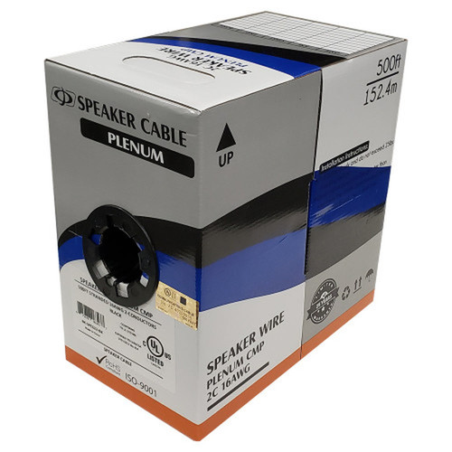 500ft 2C 16AWG Stranded Plenum Bulk Speaker Cable CMP - Black