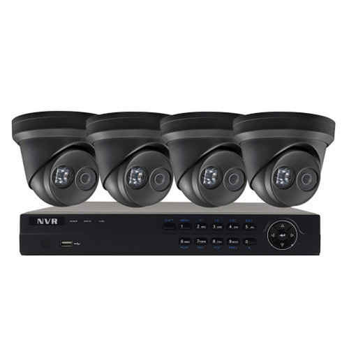 4-Channel IP NVR with 4K Resolution Integrated PoE Ports 2TB Purple Surveillance Grade Hard Drive 4x 8MP Turret IP Cameras 30m IR Range IP67 Rate Fixed 28mm Lens Grey - Security Camera Package