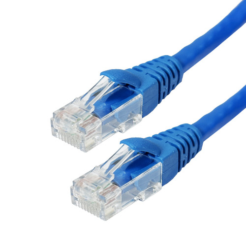 Molded Boot Custom RJ45 Cat6 550MHz Assembled Patch Cable - Blue - 8 inch