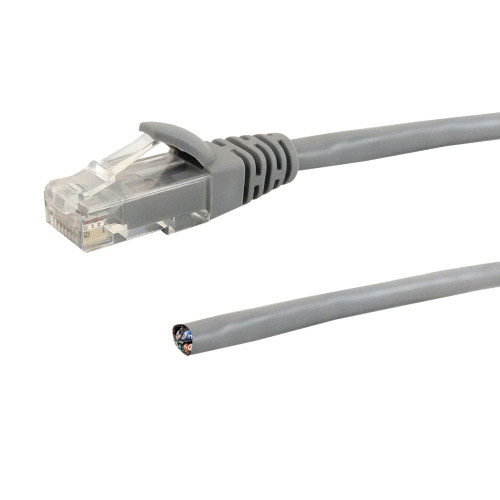 RJ45 to Blunt CAT5E Solid Pigtail Cable - Grey - 55ft - 568A