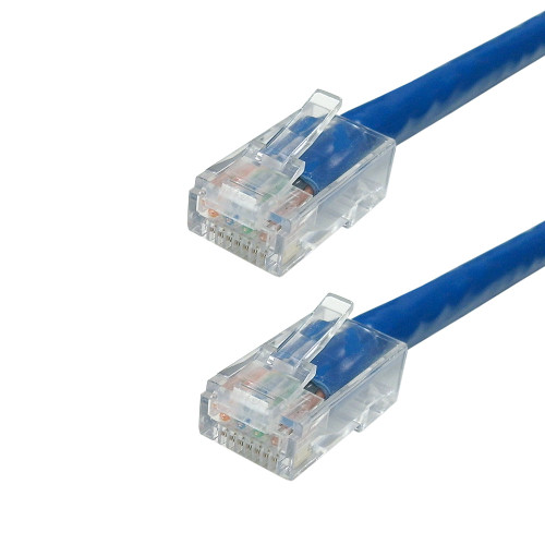 No Boot Custom RJ45 CAT5E 350MHz Assembled Patch Cable - Blue - 8 inch