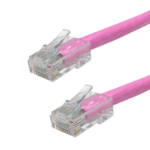 No Boot Custom RJ45 CAT5E 350MHz Assembled Patch Cable - Pink - 4ft