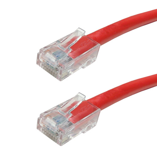No Boot Custom RJ45 CAT5E 350MHz Assembled Patch Cable - Red - 3ft