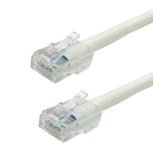 No Boot Custom RJ45 CAT5E 350MHz Assembled Patch Cable - White - 1ft