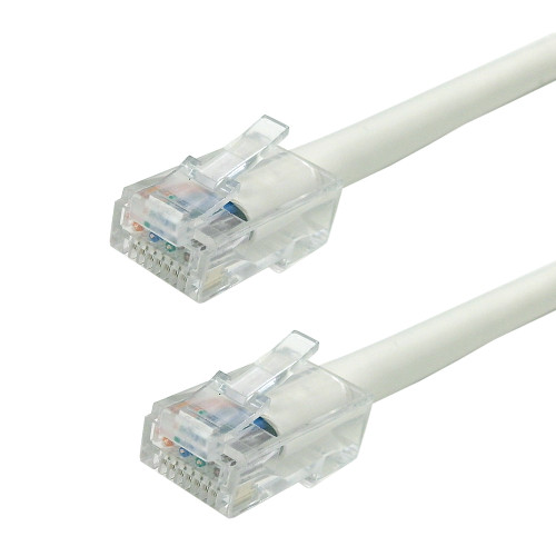 No Boot Custom RJ45 CAT5E 350MHz Assembled Patch Cable - White - 2ft