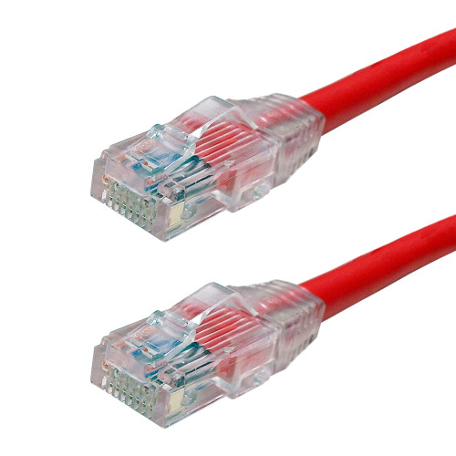 Snagless Custom RJ45 Cat5e 350MHz Assembled Patch Cable - Red - 2ft