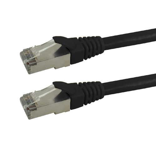 Shielded Custom RJ45 Cat5e 350MHz Assembled Patch Cable - Black - 14ft