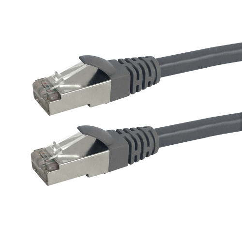 RJ45 Cat6a SSTP 10GB Molded Patch Cable - Premium Fluke® Patch Cable Certified - CMR Riser Rated - Grey - 100ft
