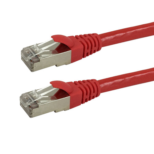 RJ45 Cat6a SSTP 10GB Molded Patch Cable - Premium Fluke® Patch Cable Certified - CMR Riser Rated - Red - 100ft