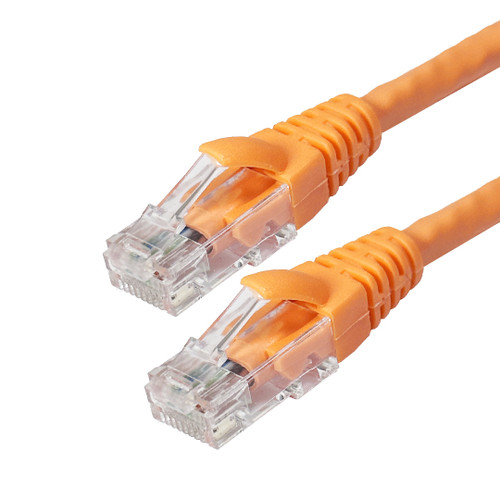 Molded Boot Custom RJ45 Cat5e 350MHz Assembled Patch Cable - Orange - 8 inch