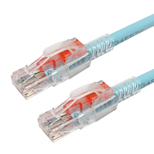 RJ45 Cat6a Patch Cable - Custom Locking Style Boot - Aqua - 8 inch