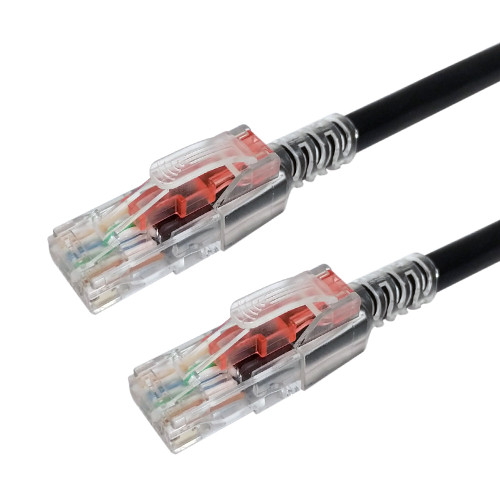 RJ45 Cat6a Patch Cable - Custom Locking Style Boot - Black - 8 inch