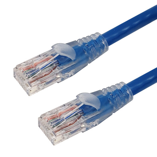 RJ45 Cat6 550MHz Clear Molded Boot Patch Cable - Blue - 25ft