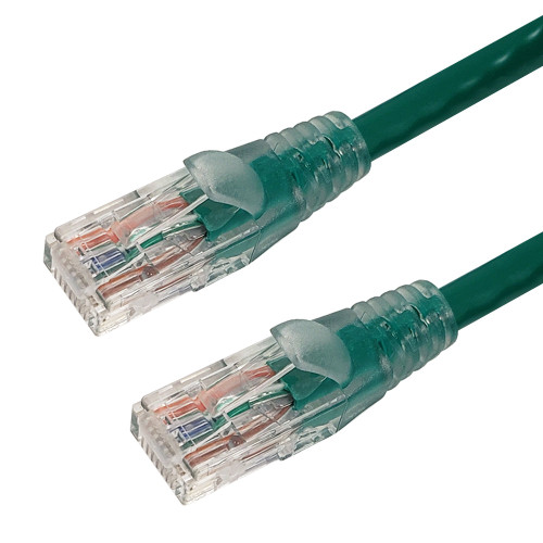 RJ45 Cat6 550MHz Clear Molded Boot Patch Cable - Green - 10ft