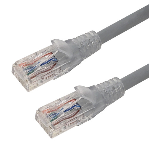 RJ45 Cat6 550MHz Clear Molded Boot Patch Cable - Grey - 3ft