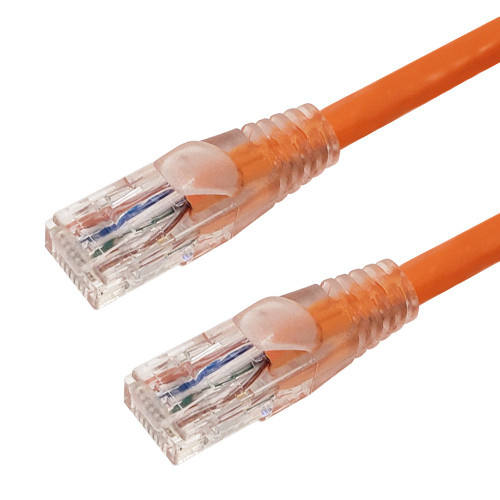 RJ45 Cat6 550MHz Clear Molded Boot Patch Cable - Orange - 2ft