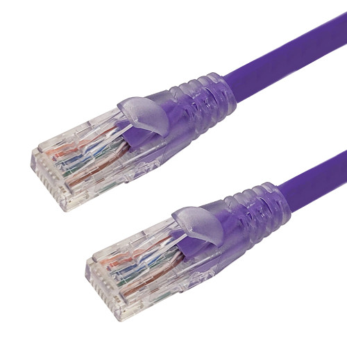 RJ45 Cat6 550MHz Clear Molded Boot Patch Cable - Purple - 35ft