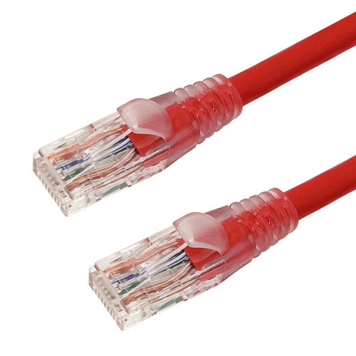 RJ45 Cat6 550MHz Clear Molded Boot Patch Cable - Red - 3ft