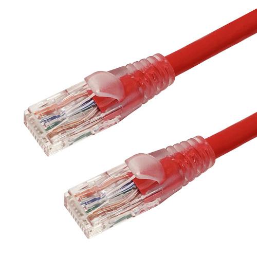 RJ45 Cat6 550MHz Clear Molded Boot Patch Cable - Red - 10ft