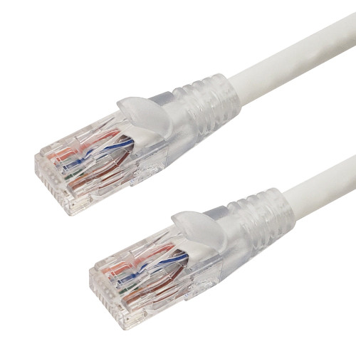 RJ45 Cat6 550MHz Clear Molded Boot Patch Cable - White - 35ft