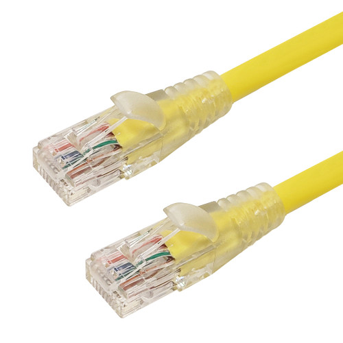 RJ45 Cat6 550MHz Clear Molded Boot Patch Cable - Yellow - 35ft