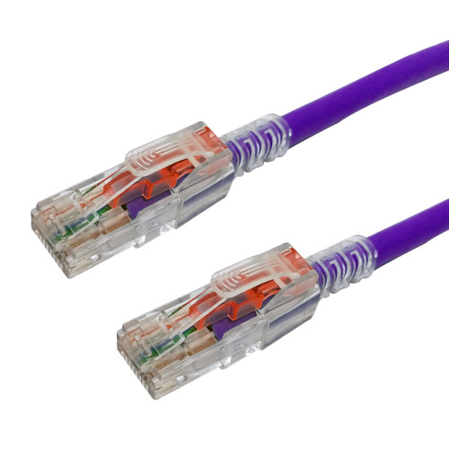 RJ45 Cat6 Patch Cable - Custom Locking Style Boot - Purple - 8ft