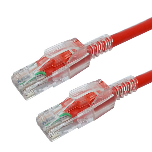 RJ45 Cat6 Patch Cable - Custom Locking Style Boot - Red - 11ft