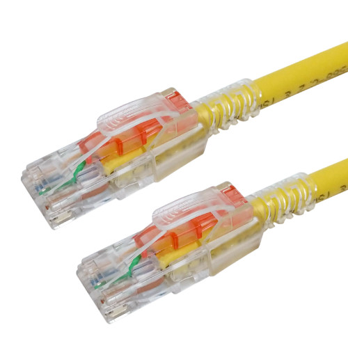 RJ45 Cat6 Patch Cable - Custom Locking Style Boot - Yellow - 19ft