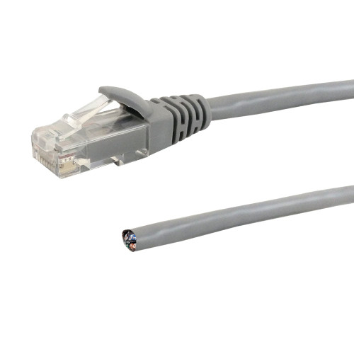 RJ45 to Blunt CAT6 Solid Pigtail Cable - Grey - 60ft - 568B