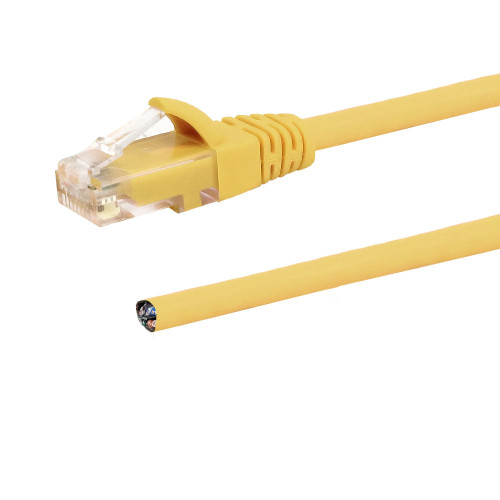 RJ45 to Blunt CAT6 Solid Pigtail Cable - Yellow - 135ft - 568B